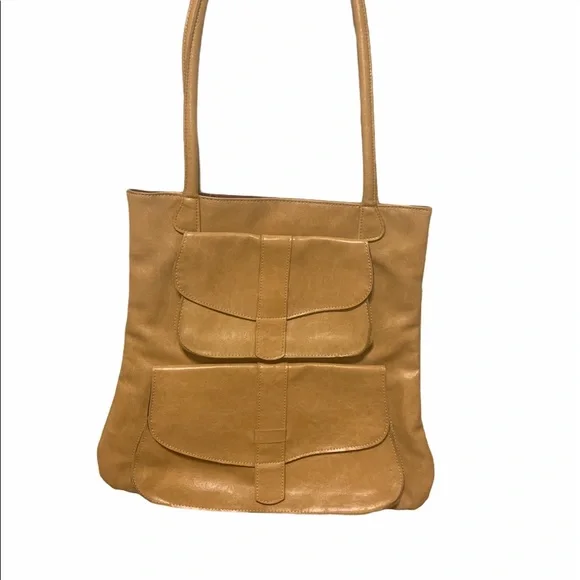 Sabina New York Beige Gold Tone Leather Shoulder Handbag Floral Lining - Picture 1 of 10